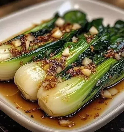 Garlic Soy Glazed Baby Bok Choy